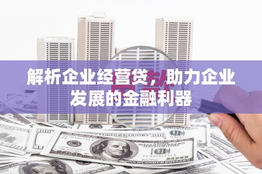 壶关解析企业经营贷，助力企业发展的金融利器