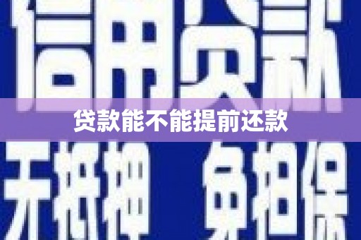 横县贷款能不能提前还款