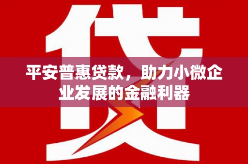 阳江平安普惠贷款，助力小微企业发展的金融利器
